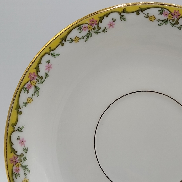 Vignaud Limoges Meuse 24k Gold Trim Floral Tea Saucers Set 8 Antique Vintage - Picture 8 of 13